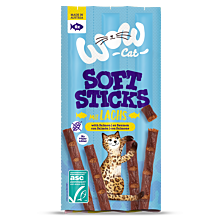 Katzen Leckerli Soft Sticks mit Lachs Mit Verpackung von vorne